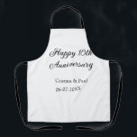 Happy 10th anniversary simple minimal wedding name apron<br><div class="desc">design</div>