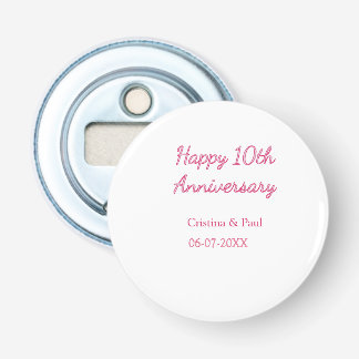 Happy 10th anniversary simple minimal wedding name bottle opener