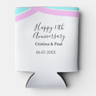 Happy 10th anniversary simple minimal wedding name can cooler