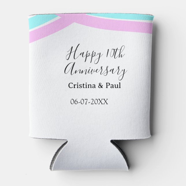 Happy 10th anniversary simple minimal wedding name can cooler (Front)