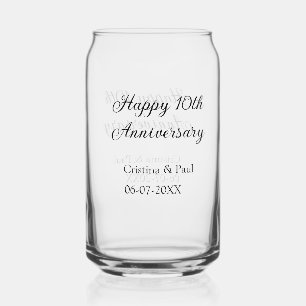 Happy 10th anniversary simple minimal wedding name can glass