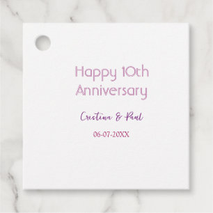 Happy 10th anniversary simple minimal wedding name favour tags