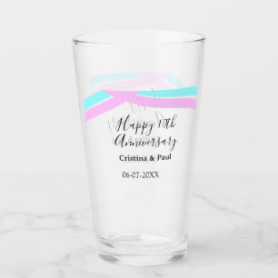Happy 10th anniversary simple minimal wedding name glass