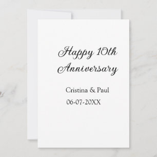 Happy 10th anniversary simple minimal wedding name invitation
