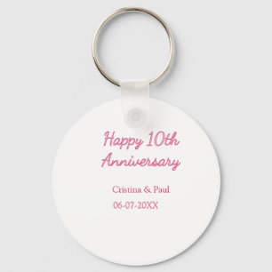 Happy 10th anniversary simple minimal wedding name key ring