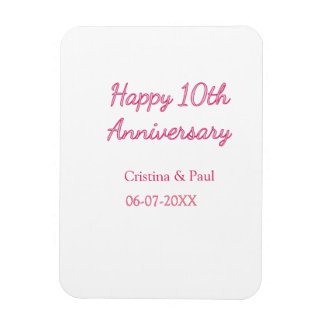 Happy 10th anniversary simple minimal wedding name magnet