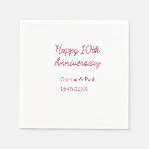 Happy 10th anniversary simple minimal wedding name napkin