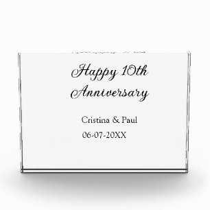 Happy 10th anniversary simple minimal wedding name photo block