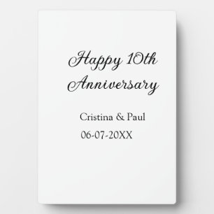 Happy 10th anniversary simple minimal wedding name plaque