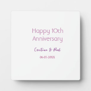 Happy 10th anniversary simple minimal wedding name plaque