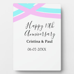 Happy 10th anniversary simple minimal wedding name plaque