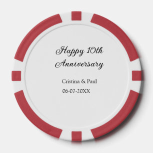 Happy 10th anniversary simple minimal wedding name poker chips