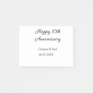 Happy 10th anniversary simple minimal wedding name post-it notes