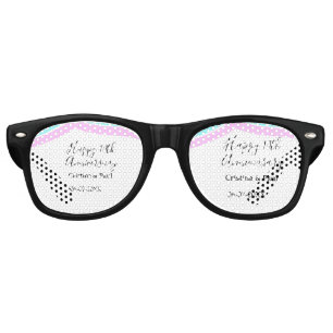 Happy 10th anniversary simple minimal wedding name retro sunglasses