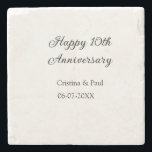 Happy 10th anniversary simple minimal wedding name stone coaster<br><div class="desc">design</div>
