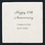 Happy 10th anniversary simple minimal wedding name stone coaster<br><div class="desc">design</div>