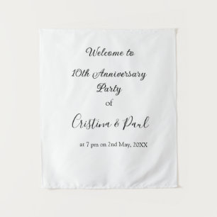 Happy 10th anniversary simple minimal wedding name tapestry