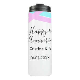 Happy 10th anniversary simple minimal wedding name thermal tumbler