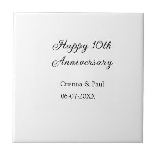 Happy 10th anniversary simple minimal wedding name tile