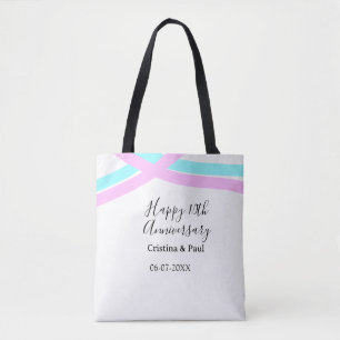 Happy 10th anniversary simple minimal wedding name tote bag