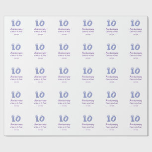 Happy 10th anniversary simple minimal wedding name wrapping paper