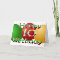 Happy 10th Birthday Balloon Card