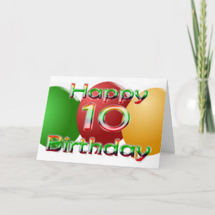 Happy 10th Birthday Balloon Card