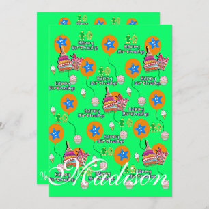 Happy 10th Birthday Invitation Birthday #10 Green