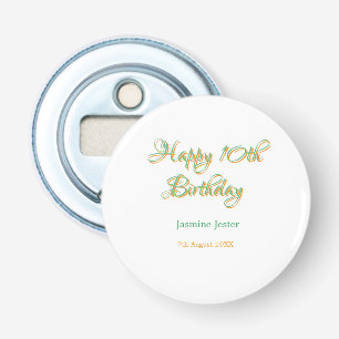 happy 10th birthday orange green name date simple bottle opener
