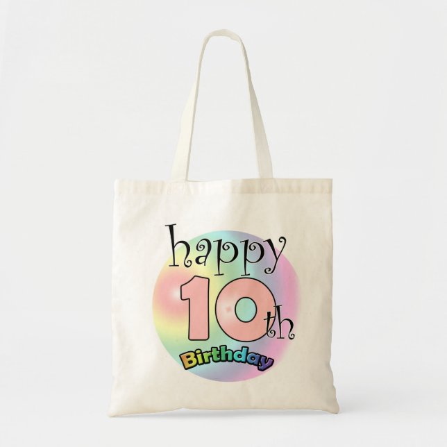 Happy 10th Birthday (roze) Tote Bag (Front)