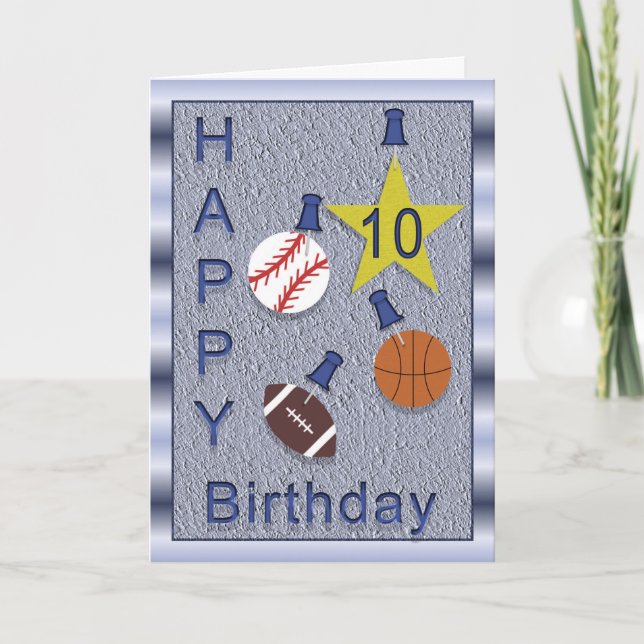 Happy 10th Birthday Sports you personalise Card (Front)