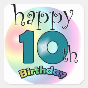 Happy 10th Birthday Square Sticker