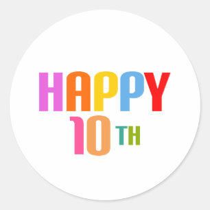 Happy 10th classic round sticker
