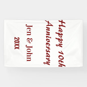 Happy 10th wedding anniversary mauve simple name banner