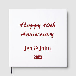 Happy 10th wedding anniversary mauve simple name guest book