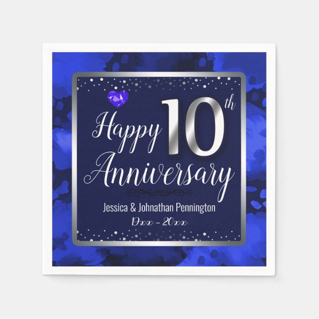 Happy 10th Wedding Anniversary Napkin (Front)