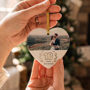 Happy 10th Year Anniversary Gift for Couple Ceramic Tree Decoration
