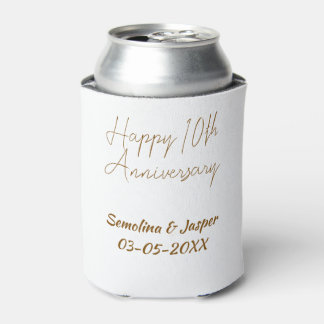 happy 10thanniversary gol name retro simple modern can cooler