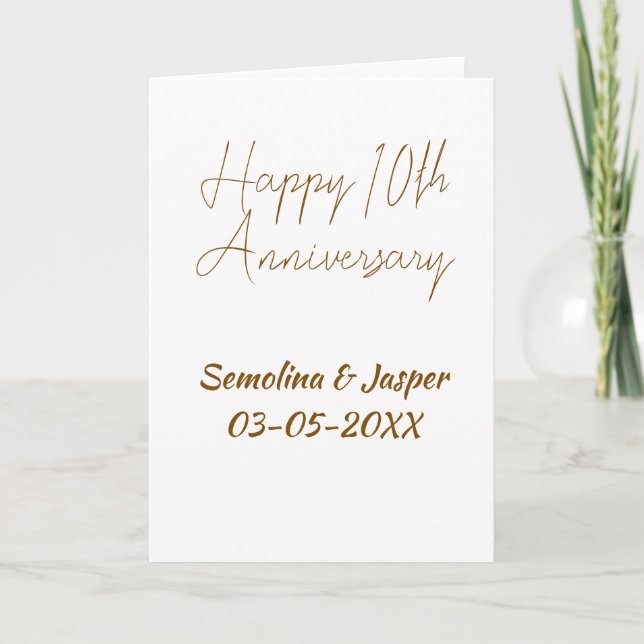happy 10thanniversary gol name retro simple modern card (Front)