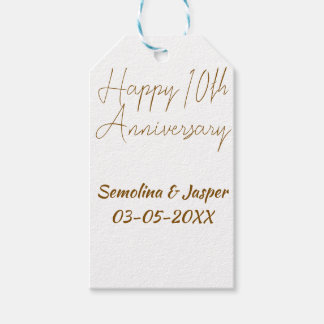 happy 10thanniversary gol name retro simple modern gift tags