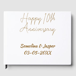 happy 10thanniversary gol name retro simple modern guest book