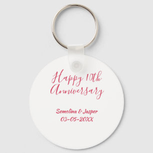 happy 10thanniversary red name retro simple modern key ring