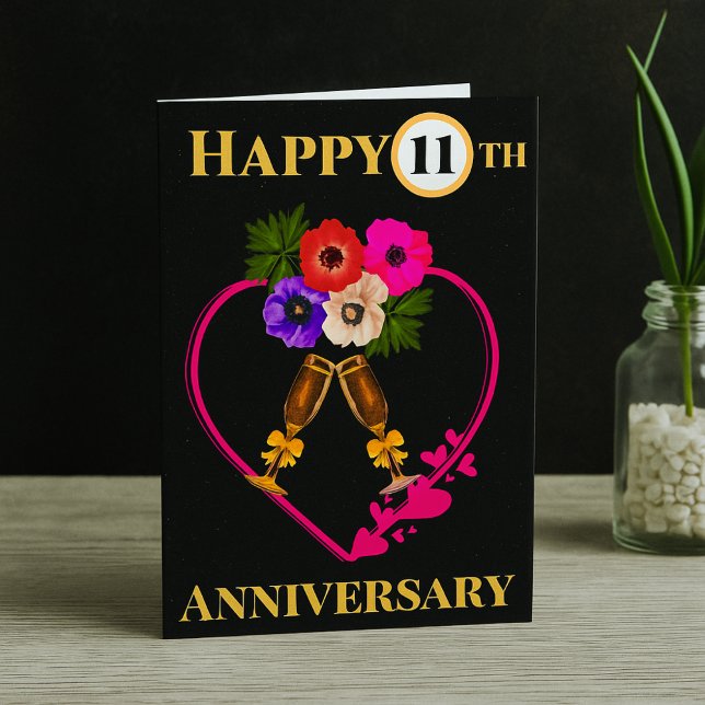 Happy 11th Anniversary Vintage Floral Card (Creator Uploaded)