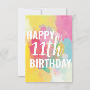 Happy 11th Birthday Card ("Watercolour Gradients")