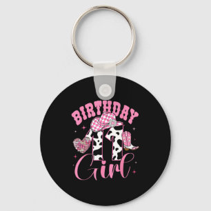 Happy 11th Birthday Girl Outfit Rodeo Western Cowg Key Ring