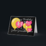 Happy 11th Birthday Great Granddaughter Card<br><div class="desc">A greeting for Great Granddaughter's 11th birthday with a black background,  yellow balloons and pink Some original artwork ©delightful-doodles</div>