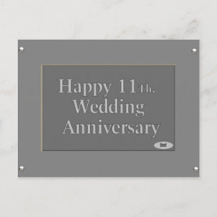 Happy 11Th. Wedding Anniversary Steel Postcard