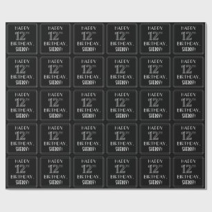 HAPPY 12TH BIRTHDAY; Art Deco Style w/ Custom Name Wrapping Paper
