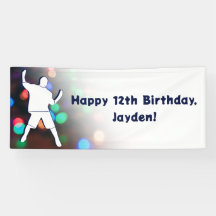 Happy 12th Birthday Dance Party Light Banner