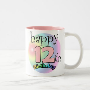 Happy 12th Birthday (roze) Two-Tone Coffee Mug